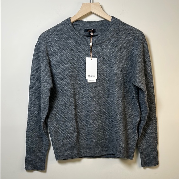 Quince Women’s Baby Alpaca Gray Crew Size Medium New With Tags - Picture 1 of 8